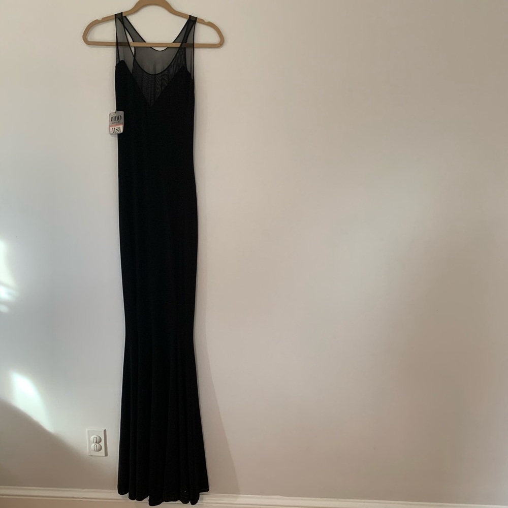 Norma Kamali Black Evening Gown with Deep V